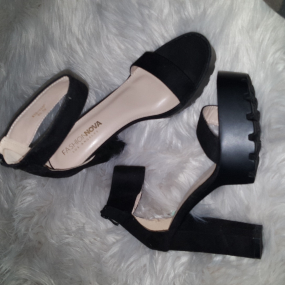 Black Lugsole Heels